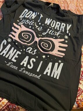 Luna Lovegood Graphic Tee — Black with Pink & White Print
